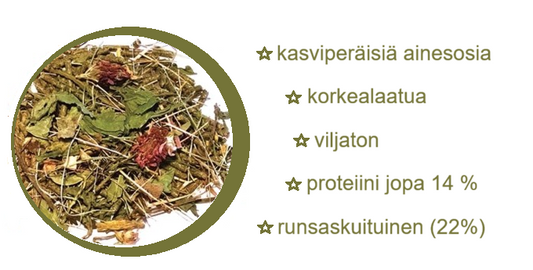 Viljaton täysravinto chinchilloille ja deguille