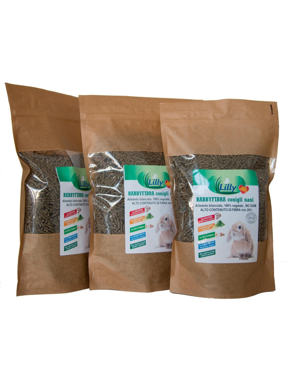Lilly Rabbyfibra peletit kääpiökanille on valmistettu ilman viljaa, jonka resepti sisältää vain korkealaatuisia kasviperäisiä ainesosia.